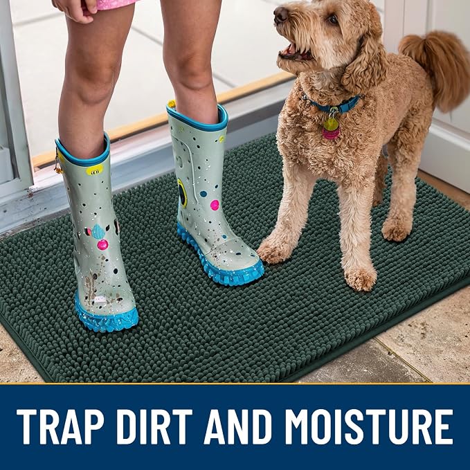 Smiry Dog Door Mat for Muddy Paws 59x35, Absorbent Dirt Trapper, Non-Slip - Image 3