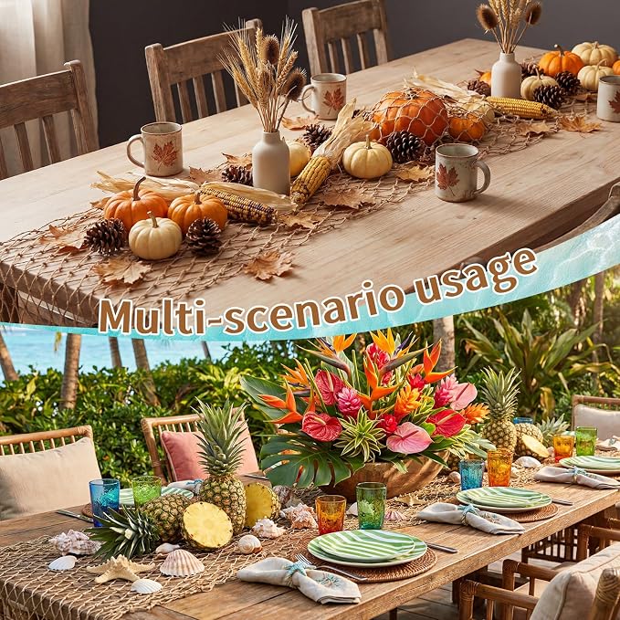 SATINIOR Fish Net Party Decorations 12 x 72'' Fishing Net Table Runner - Image 6