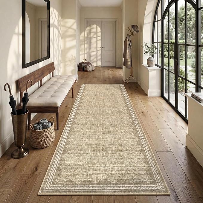 GarveeHome 2x6 Runner Rug for Hallway Washable Kitchen Rugs Non Slip Solid Tan - Image 3