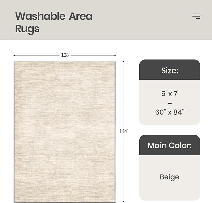 Valenrug Washable Rugs 5x7 - Image 2