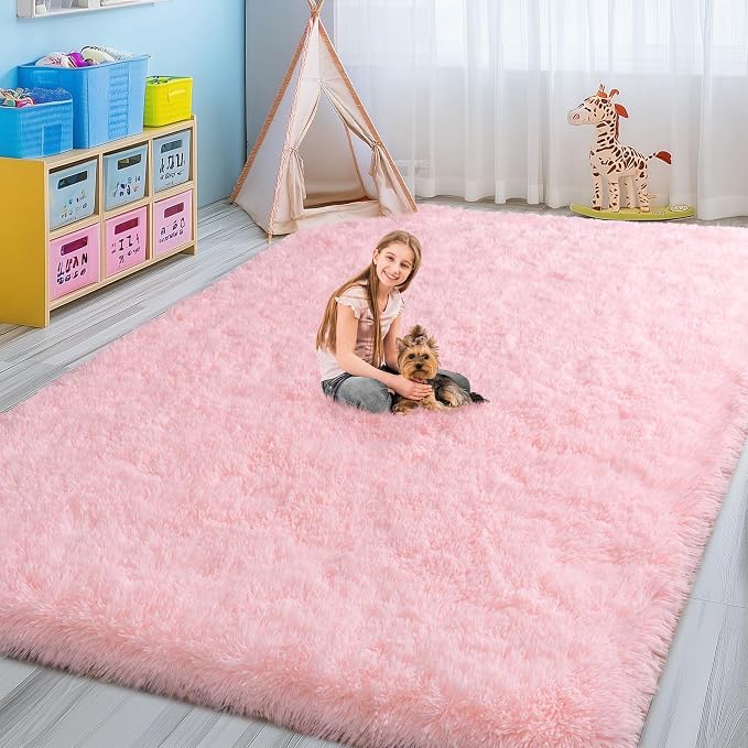 Pink Fluffy Shag Area Rug 8x10 - Image 2