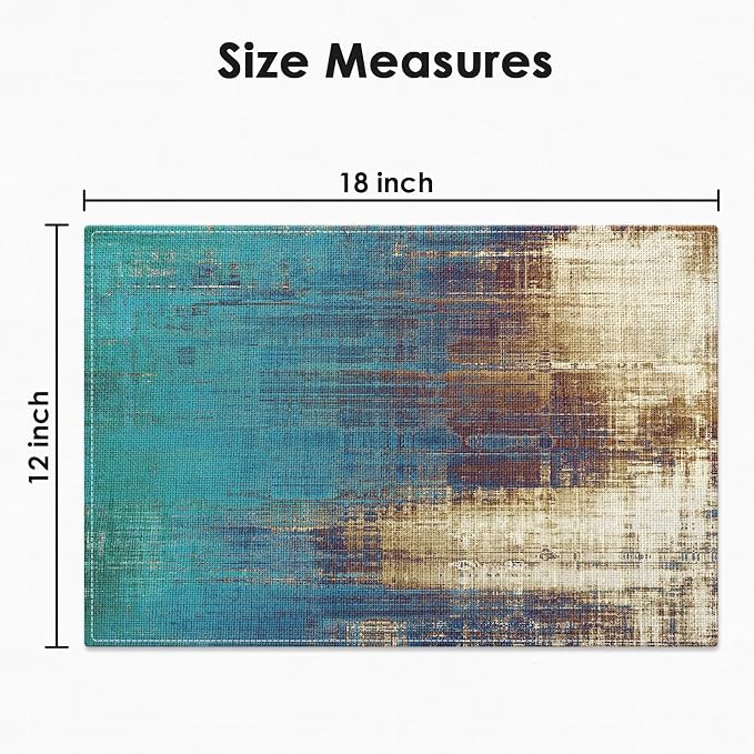 Emvency Farmhouse Placemats Set of 6, 12x18 Inch, Teal Coastal | Farmhouse - Image 3