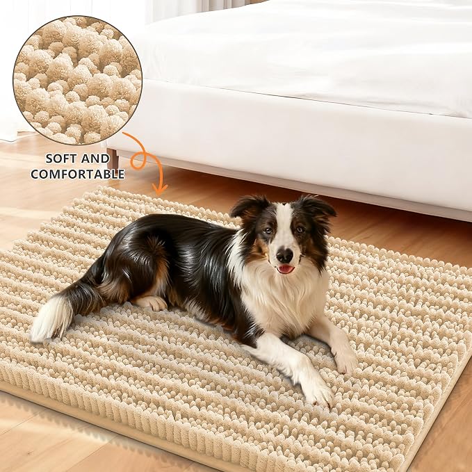 Smiry Dog Door Mat for Muddy Paws 48x30, Absorbent Dirt Trapper, Non-Slip - Image 2