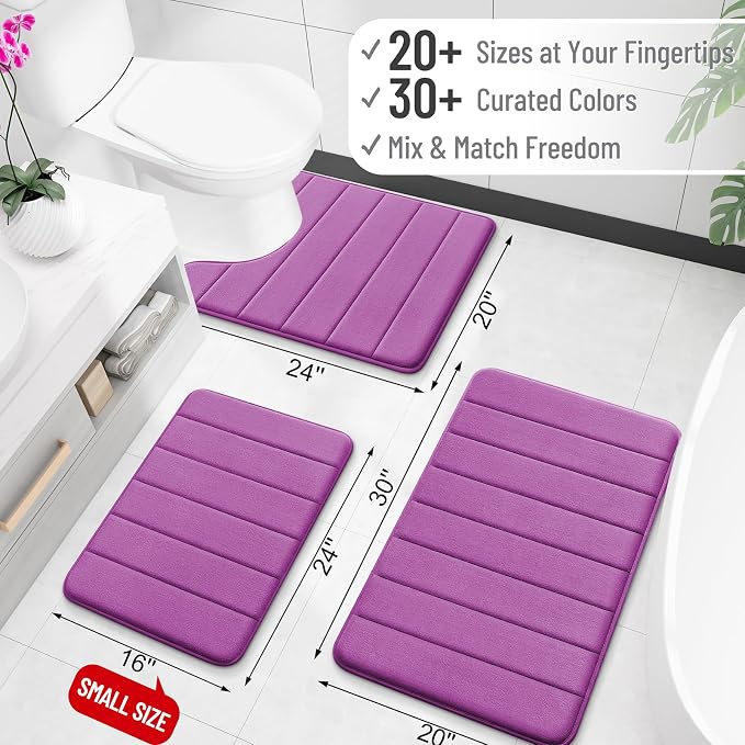 OLANLY Memory Foam Bath Mat 59x35, Super Soft Absorbent Bathroom Rugs, Quick Dry - Image 2