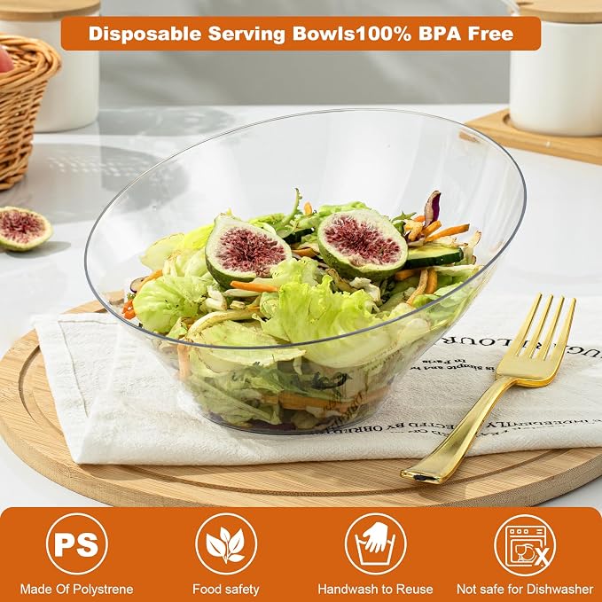 20 Pack Clear Plastic Serving Bowls - Image 5
