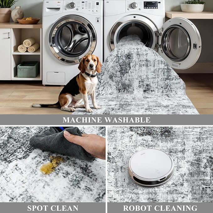 5x5 Square Entryway Rug Washable – Non-Slip Small Area Rug - Image 7