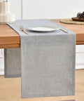 Wracra Linen Table Runner, Burlap Sliver Grey Table Runners 36 Inches Long | by Wracra