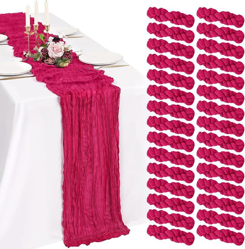 30 Pack Cheesecloth Table Runner 10FT Hot Pink Table Runner Boho Gauze Cheese by Showgeous