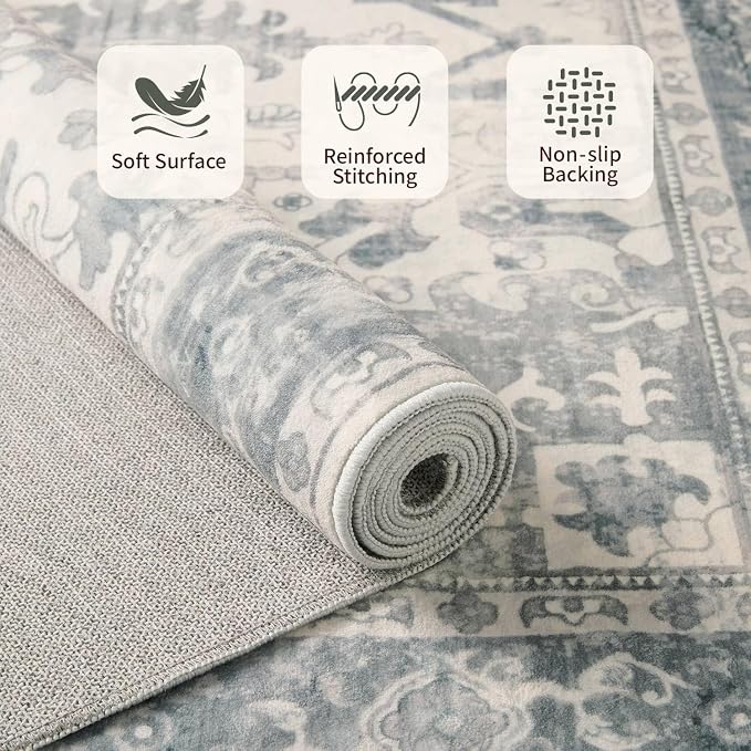 Rugxara 3x5 Washable Entryway Rug, Non Slip Boho Runner Rugs - Image 5