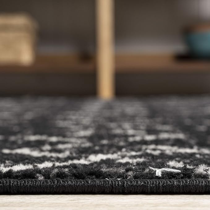 JONATHAN Y Boho Vintage Diamond Black/Ivory Round Area Rug 8 ft, Moroccan Hype - Image 5