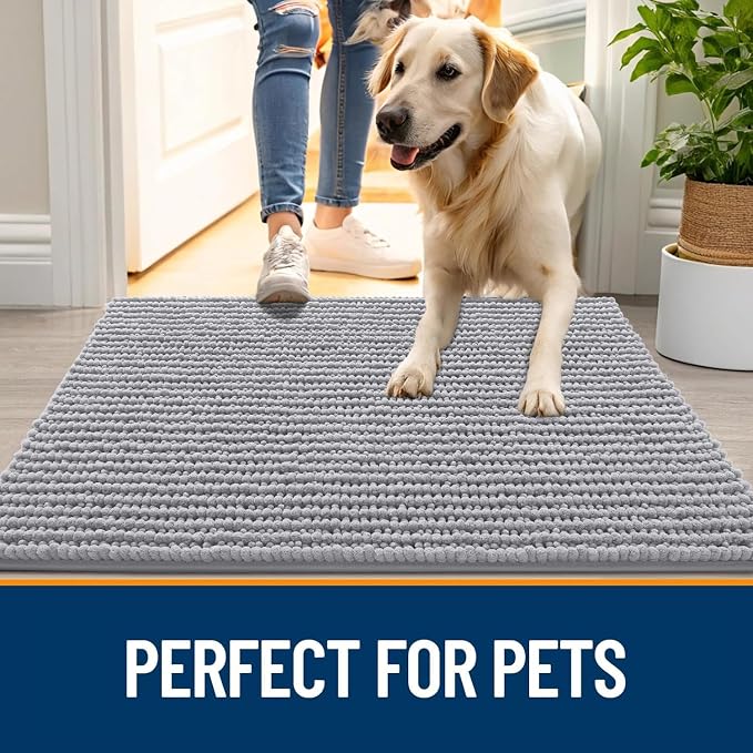OLANLY Dog Door Mat for Muddy Paws 40x32, Ultra Absorbent Chenille Mud Doormat - Image 6