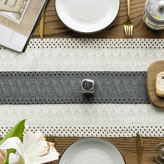 Artoid Mode Dark Grey Farmhouse Rustic Table Runner 12x60 Inch | Seasonal - Image 3