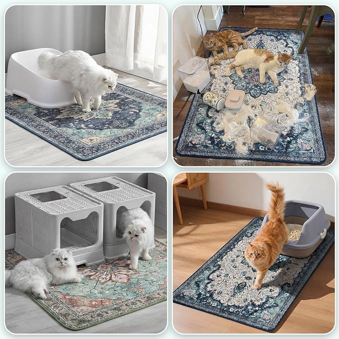 Hompet Cat Litter Mat 2 Pack, 36x36 Large Machine Washable Trapping Mats - Image 4