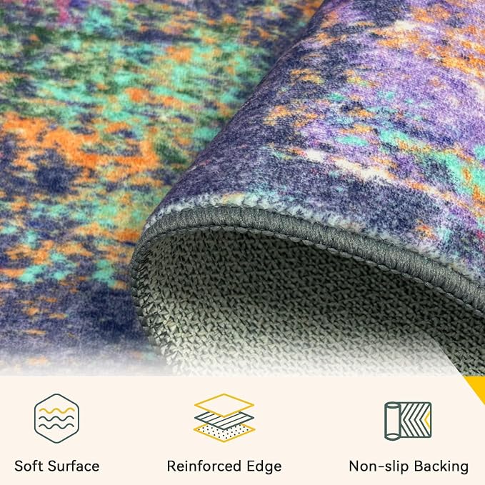 RELEANY Washable Area Rugs 5'x8' Non-Slip Modern Abstract Soft - Image 4