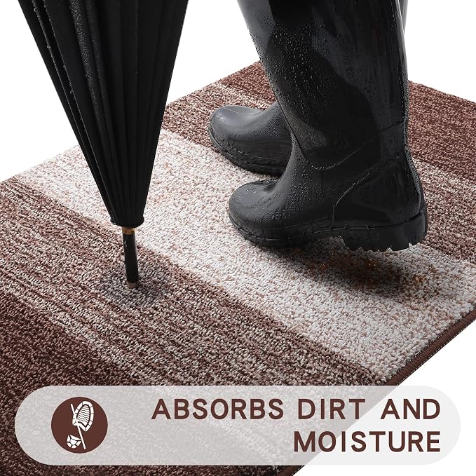 Kitinjoy Indoor Outdoor Door Mat, 40x24 Non-Slip Absorbent Dirt Trapper - Image 2