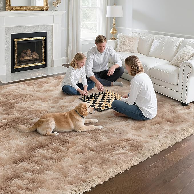 Fluffy Rug Shag Area Rug, Mottling Beige 3x5 Area Rugs - Image 4