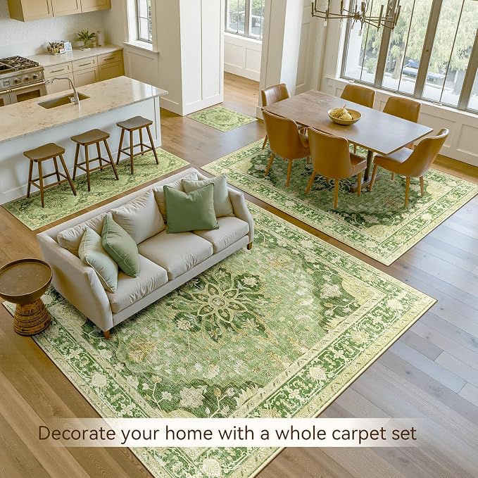 RELEANY Area Rugs 6'x8' Washable Non-Slip, Floral Vintage Distress Medallion - Image 7