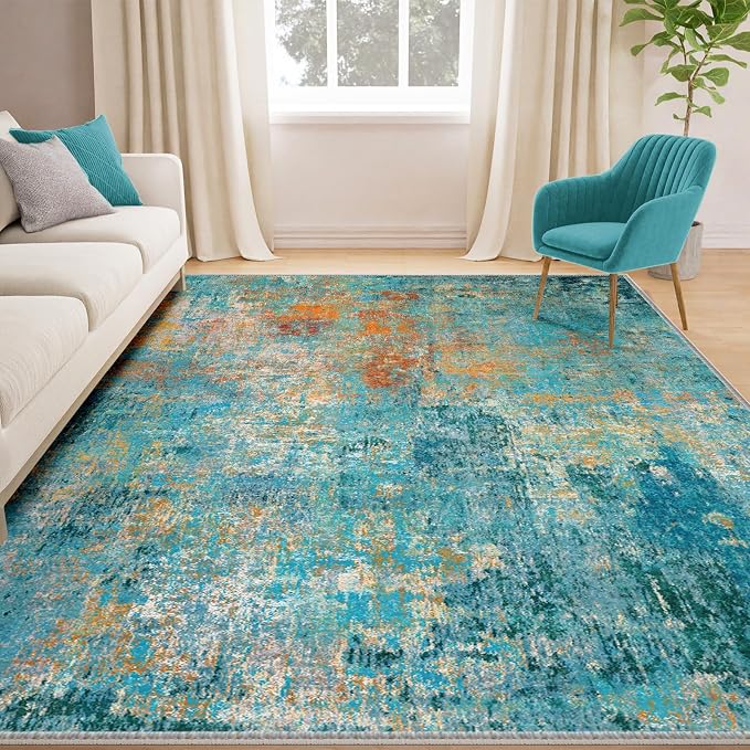 RELEANY Washable Area Rugs 7'x9' Non-Slip Modern Abstract Soft - Image 3