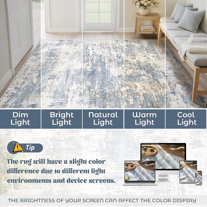 XLUEZ 2.6x8 Runner Rug for Hallway, Washable Modern Abstract Runner Rugs - Image 9