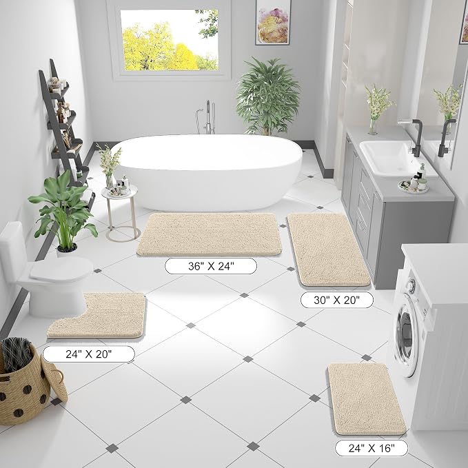 OLANLY Small Bathroom Rugs 24x16, Extra Soft Absorbent Chenille Bath Rugs - Image 2