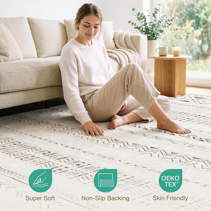 cotiled 8x10 Area Rugs Living Room Rug: Washable Boho Rugs - Image 4