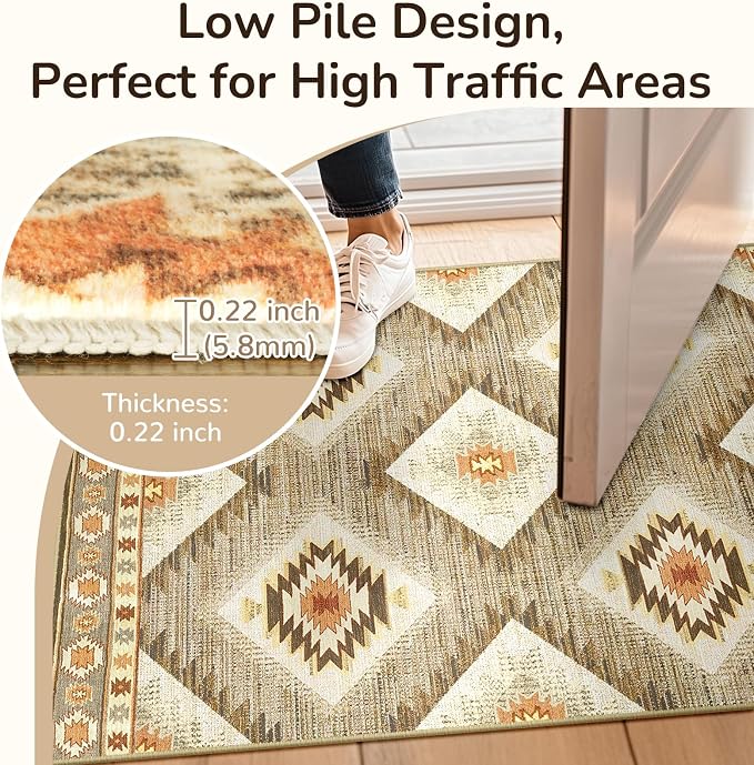 BESTSWEETIE Area Rug 3x4 Rug Machine Washable Non-Slip Low Pile Print Pattern - Image 3