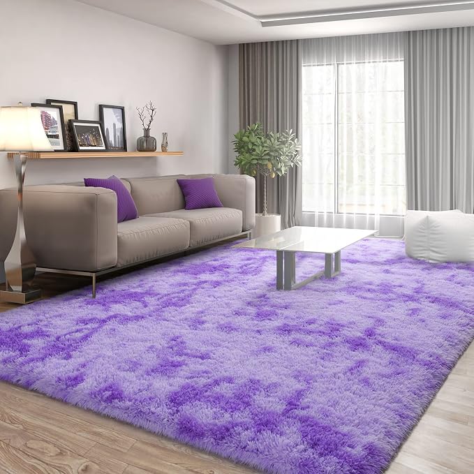 FlyDOIT Purple Tie-Dyed 9x12 Feet Large Rugs - Image 2