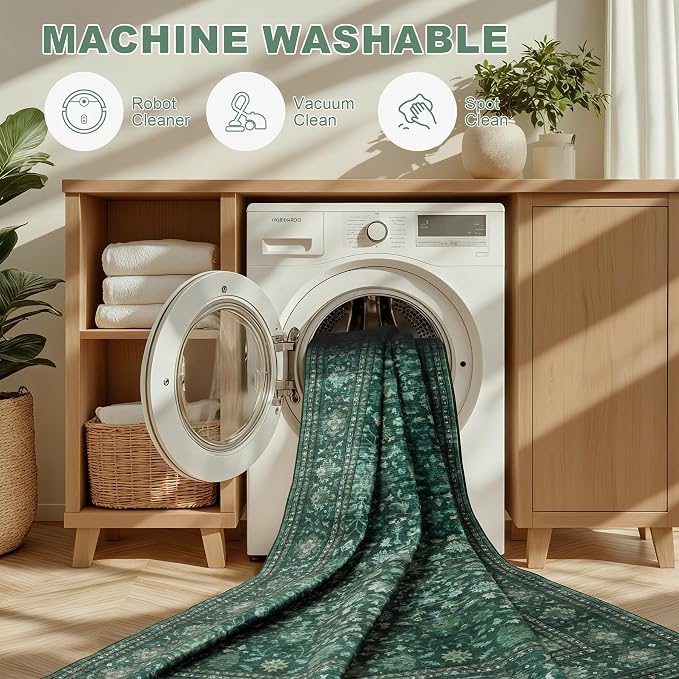 4x6 Area Rugs for Living Room: Washable Rug Soft Vintage Distressed Floral - Image 6