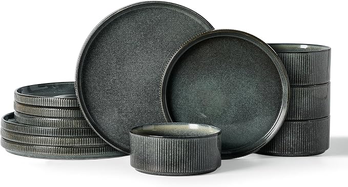 Famiware Star Stoneware Dinnerware Set, Reactive Glaze Plates & Bowls by Famiware