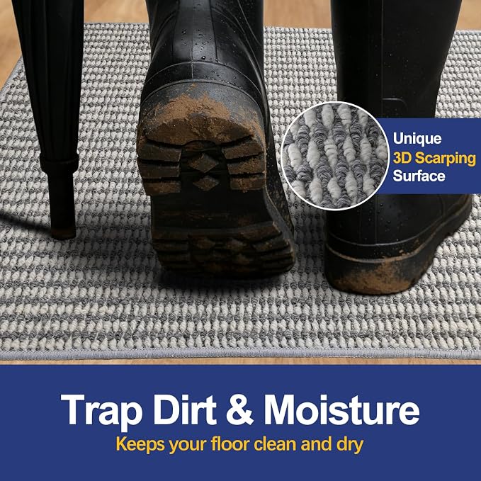 Dirt Trapping Door Mat 36x60, 3D Scarping Surface Doormat - Image 2