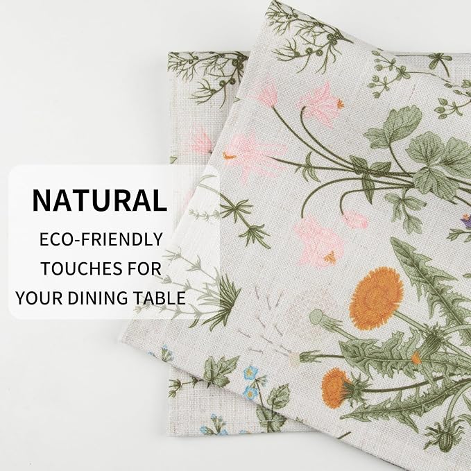 QIYI Boho Table Placemats Set of 4, Wildflowers | Fabric Place Mats - Image 4