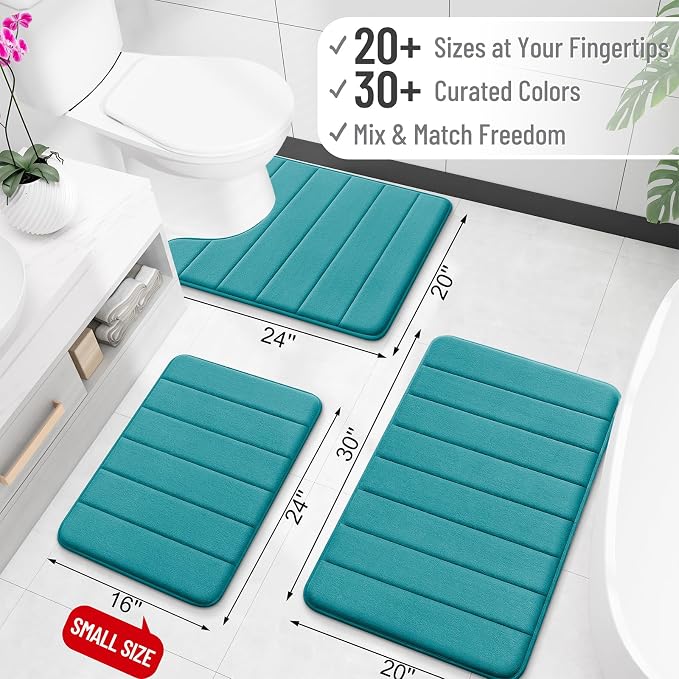 OLANLY Memory Foam Bath Mat 35x24, Super Soft Absorbent Bathroom Rugs, Quick Dry - Image 2