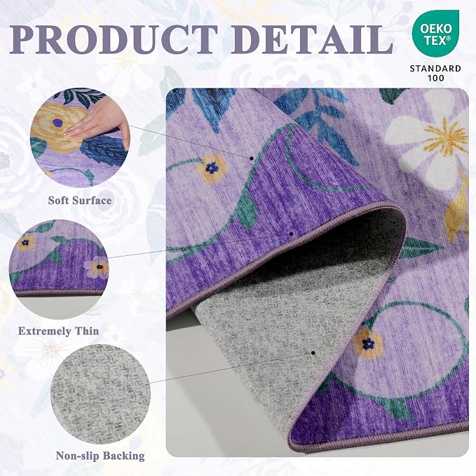 DUKINO 8x10 Area Rug, Floral Rugs - Image 4