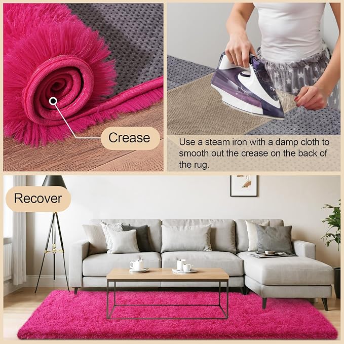 Mugorn Hot Pink Fluffy Soft Rugs - Image 4