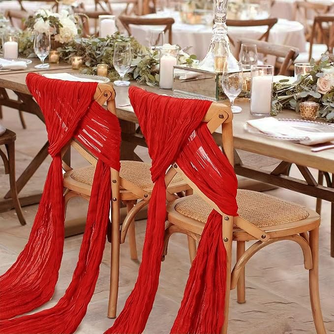 6Pack Red Cheesecloth Table Runner 20 x 120 inch Gauze Table Runner | Red - Image 8