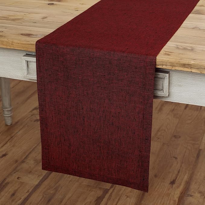 Solino Home 100% Linen Dining Table Runner Red Woven, Athena 14 x 48 in | Table - Image 2