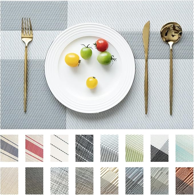 Placemats Set of 4 Vinyl/Plastic Woven Place Mats by Unknown