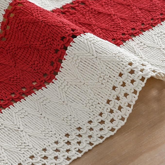 Artoid Mode Rose Red Farmhouse Rustic Table Runner 12x36 Inch | Seasonal - Image 5
