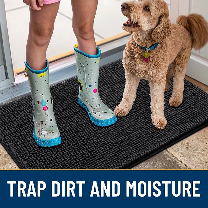 Smiry Dog Door Mat for Muddy Paws 30x20, Absorbent Dirt Trapper, Non-Slip - Image 3