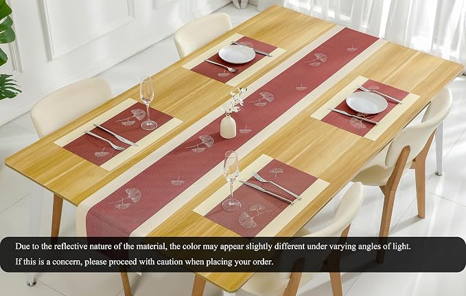 PIGCHCY Elegant Placemats with Matching Table Runner, Washable Durable Plastic - Image 7