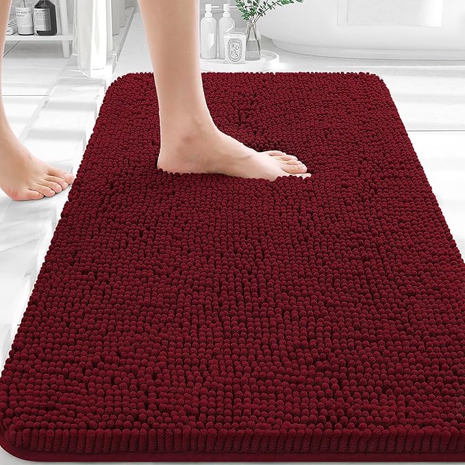 OLANLY Bathroom Rugs 36x24, Extra Soft Absorbent Chenille Bath Rugs, Rubber by OLANLY