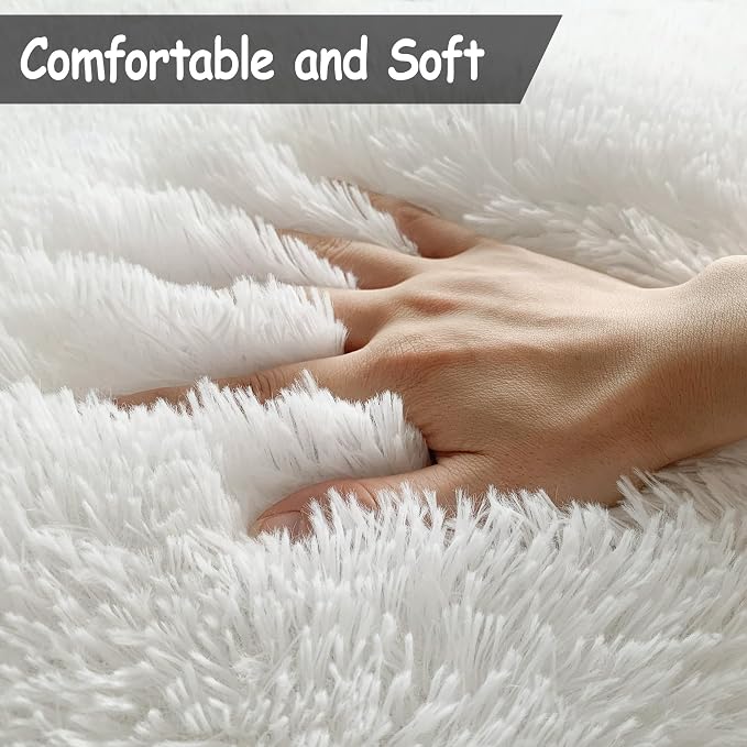 Fluffy White Area Rug for Living Room Bedroom Large Plush Area Rug 6x9 Shag - Image 4