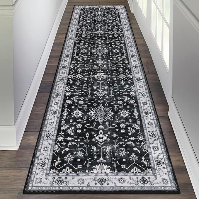 HEBE Washable Hallway Runner Rug 2'x 8' Non Slip Kitchen Rugs Runner, Low Pile by HEBE