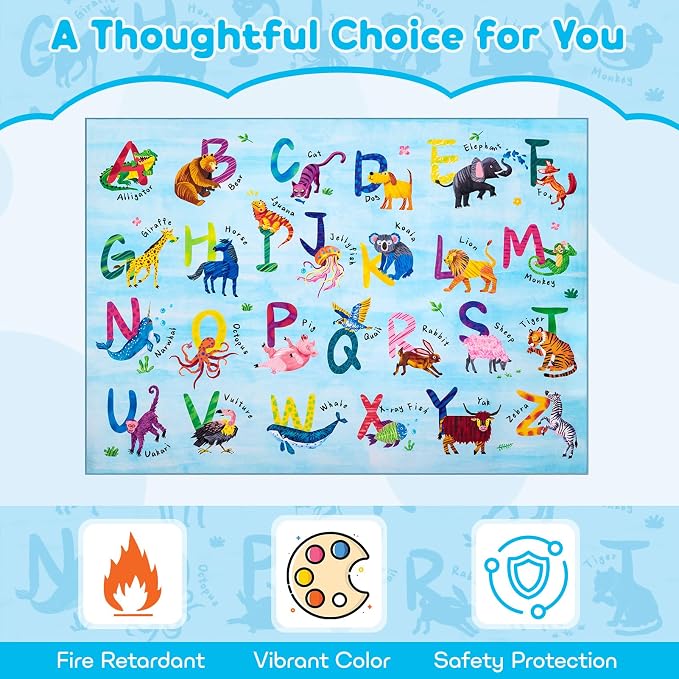 4x6 ABC Classroom Rug for Kids Playroom, Alphabet Rug - Image 4