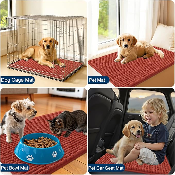 OLANLY Dog Door Mat for Muddy Paws 24x16, Ultra Absorbent Chenille Mud Doormat - Image 7