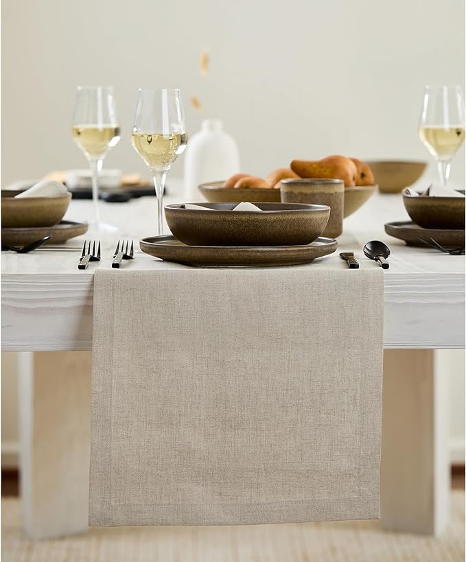 Solino Home 100% Pure Linen Table Runner Natural Long, Fete 14 x 132 in | Table by SolinoHome