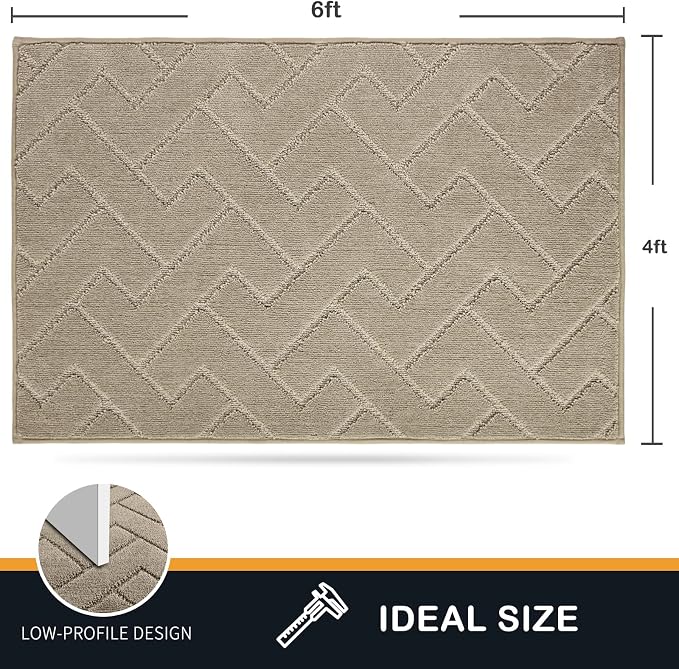 PURRUGS Easy Care Area Rug 4ft x 6ft, Non-Slip Machine Washable Entry Rug - Image 2