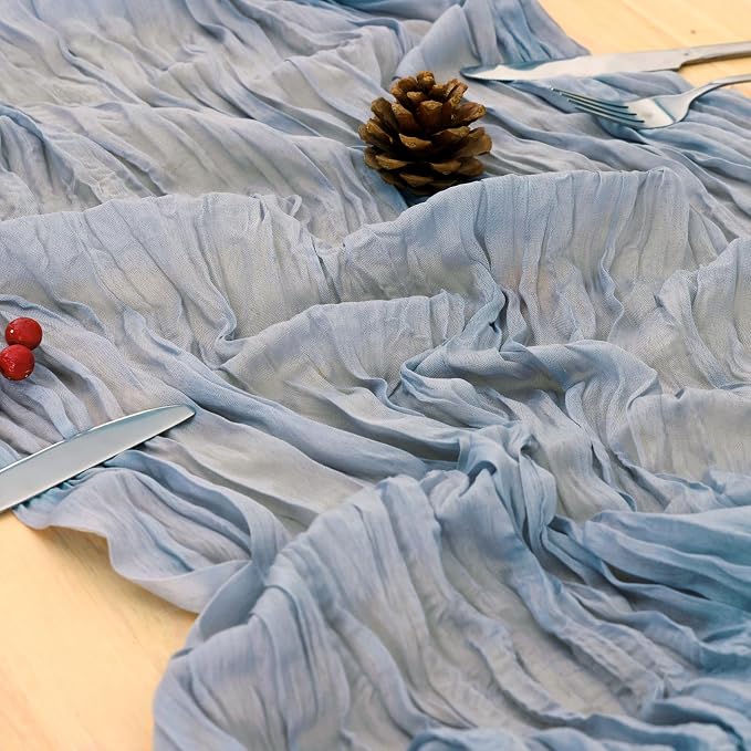 20 Pack Dusty Blue Cheesecloth Table Runner 120 Inch Boho Wedding Decor | - Image 5