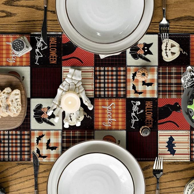 Artoid Mode 210 GSM Halloween Table Runner 13x60 Inch Home Party Decor | Black - Image 3
