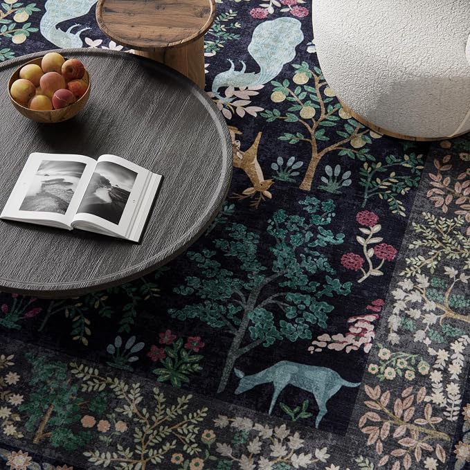 Washable Area Rugs for Living Room: 5x7 Bedroom Rug Vintage Area Rug Stain - Image 3